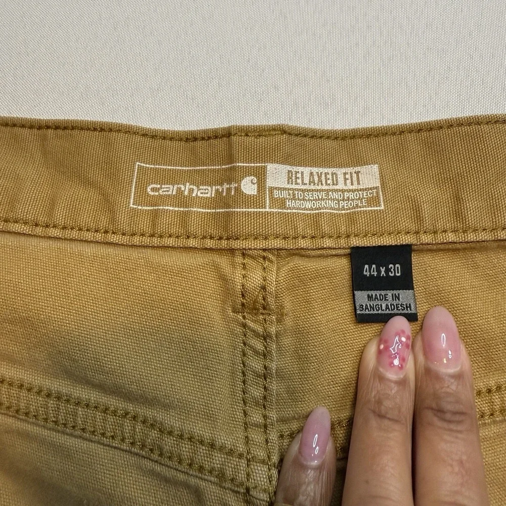 Carhartt Rugged Flex 102517 Rigby Canvas Work Pants Men 44x30 Brown Phone Pocket
